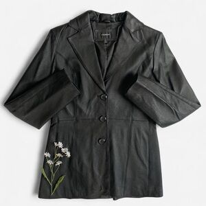 Vintage Y2K deadstock black leather jacket